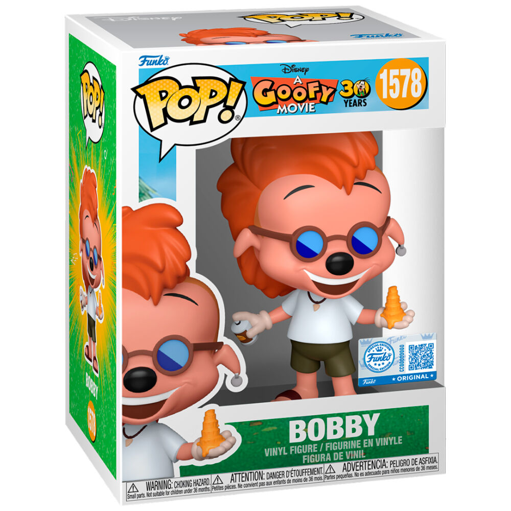 Détail de la figurine Funko POP Bobby exclusive, personnage Disney A Goofy Movie en vinyle 9cm