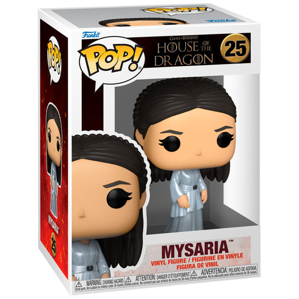 Vue rapprochée de la figurine Funko POP Mysaria avec détails soignés et couleurs vives sur fond neutre.