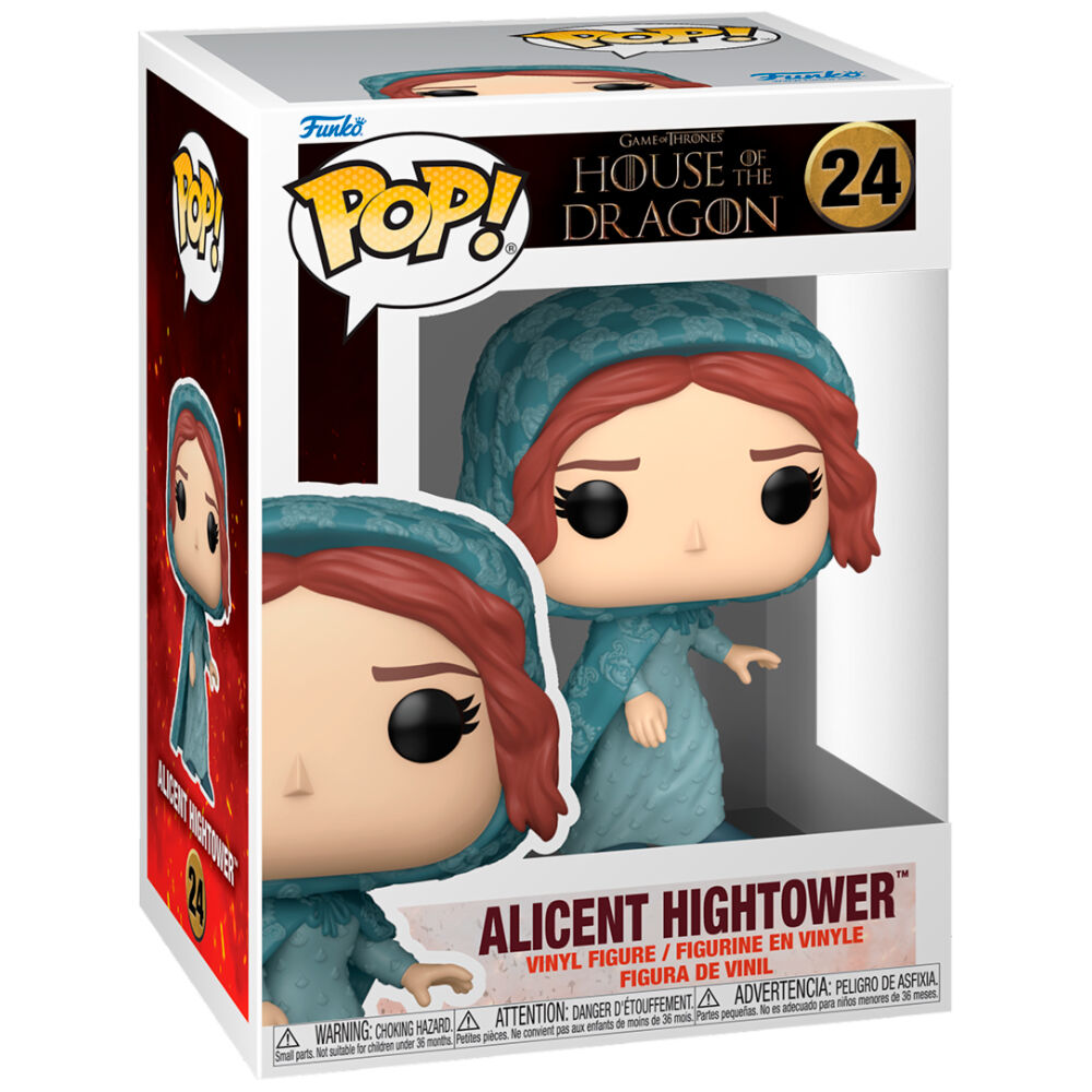 Détail de la figurine Alicent Hightower Funko POP avec ses couleurs vives et sa taille compacte de 9 cm