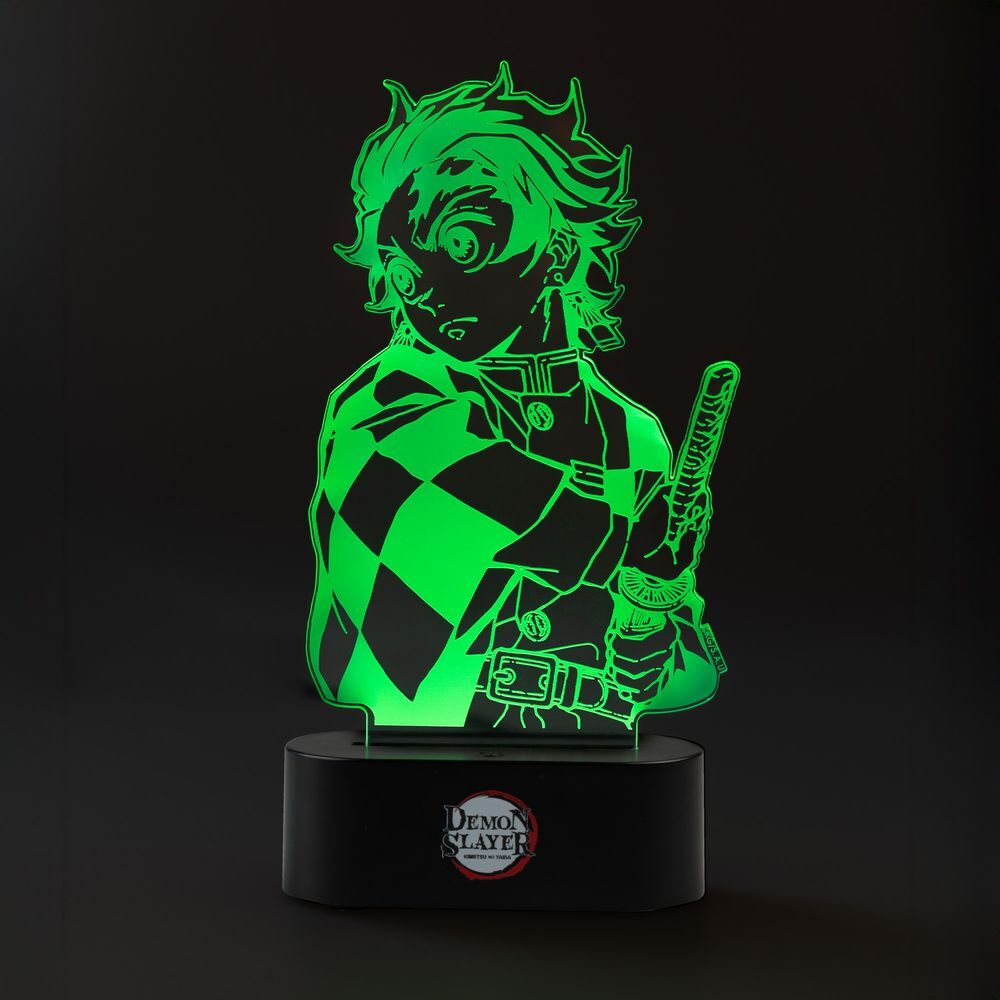 Lampe LED Demon Slayer Kimetsu no Yaiba allumée avec couleurs vives sur base noire ERIK