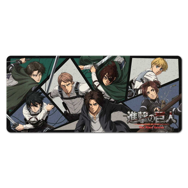 Tapis de bureau gaming Attack on Titan de 80x35cm avec surface textile waterproof et design animé