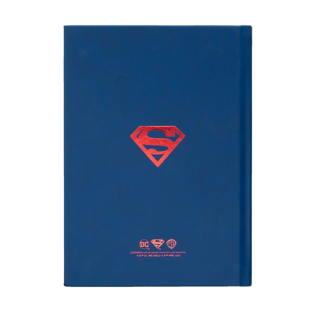 Vue de face du cahier ERIK Superman A5 montrant le logo emblématique sur fond bleu