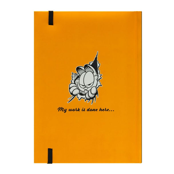 Vue détaillée des pages lignées intérieures du carnet A5 Garfield pour une écriture claire