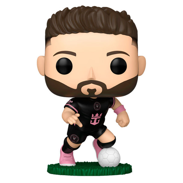 Vue rapprochée de la figurine Funko POP Jordi Alba Inter Miami, mettant en valeur les détails du vinyle et les couleurs du maillot