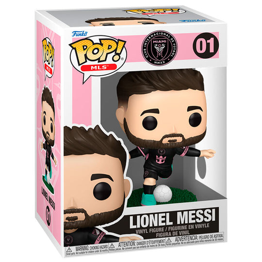 Figurine Funko POP Lionel Messi en maillot Inter Miami vue de face sur fond blanc
