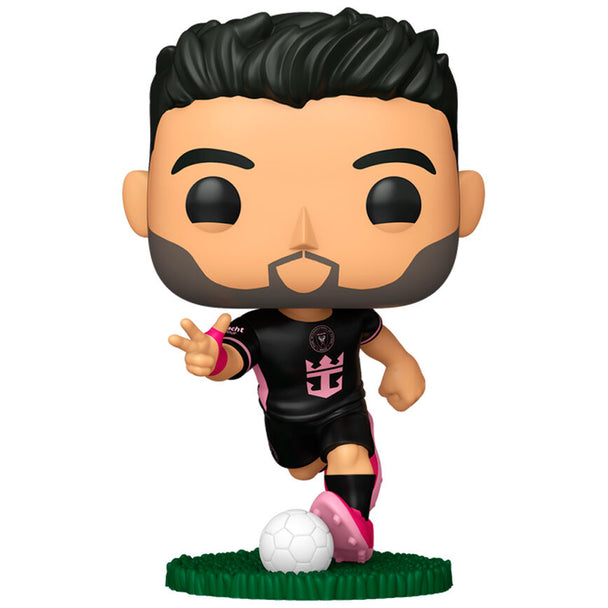 Boîte cadeau de la figurine Funko POP Luis Suarez Inter Miami, montrant le packaging officiel et le logo Funko