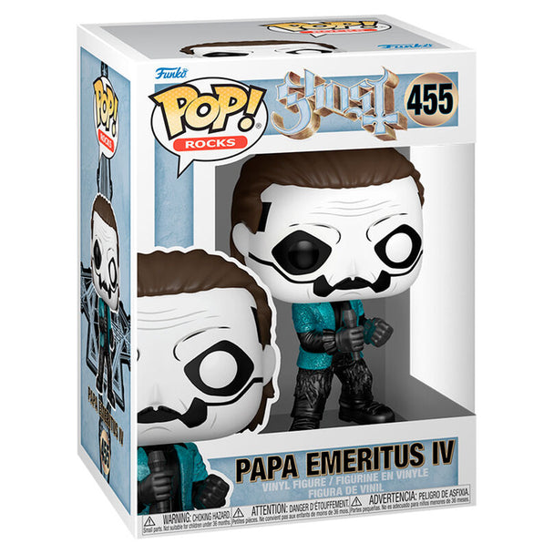 Vue détaillée de la figurine Funko POP Ghost Papa Emeritus IV avec ses couleurs et détails précis