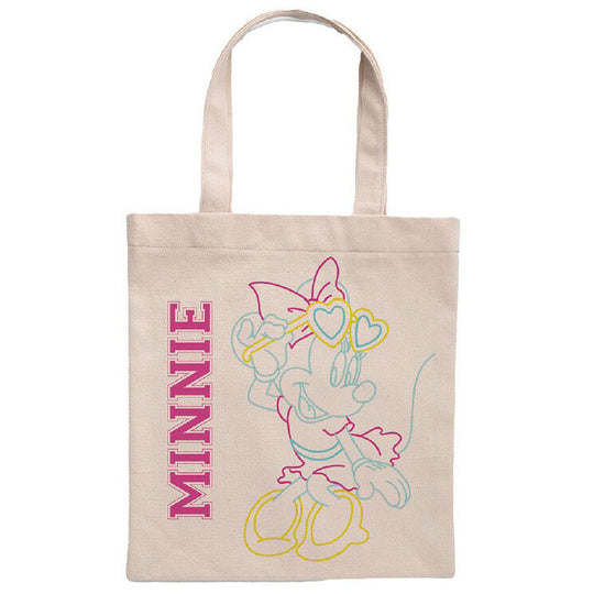 Sac shopping Disney Minnie Mouse en coton blanc avec design Minnie, dimensions 41x37 cm, marque SUNCITY.