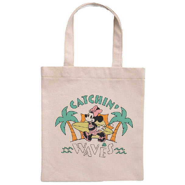 Sac shopping Disney Minnie Mouse Catchin' Waves en coton 100% avec design coloré et dimensions 41x37cm.