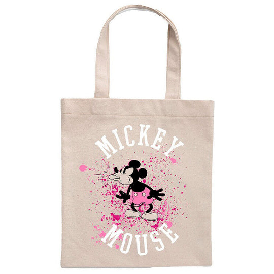 Sac shopping en coton 100% avec motif Disney Mickey Mouse, dimensions 41x37 cm, coloris naturel, marque SUNCITY.