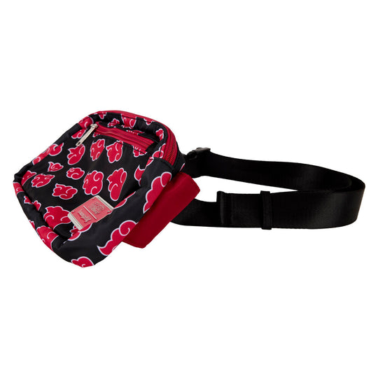 Intérieur du sac ceinture Naruto Shippuden Loungefly montrant la doublure assortie et la poche zippée
