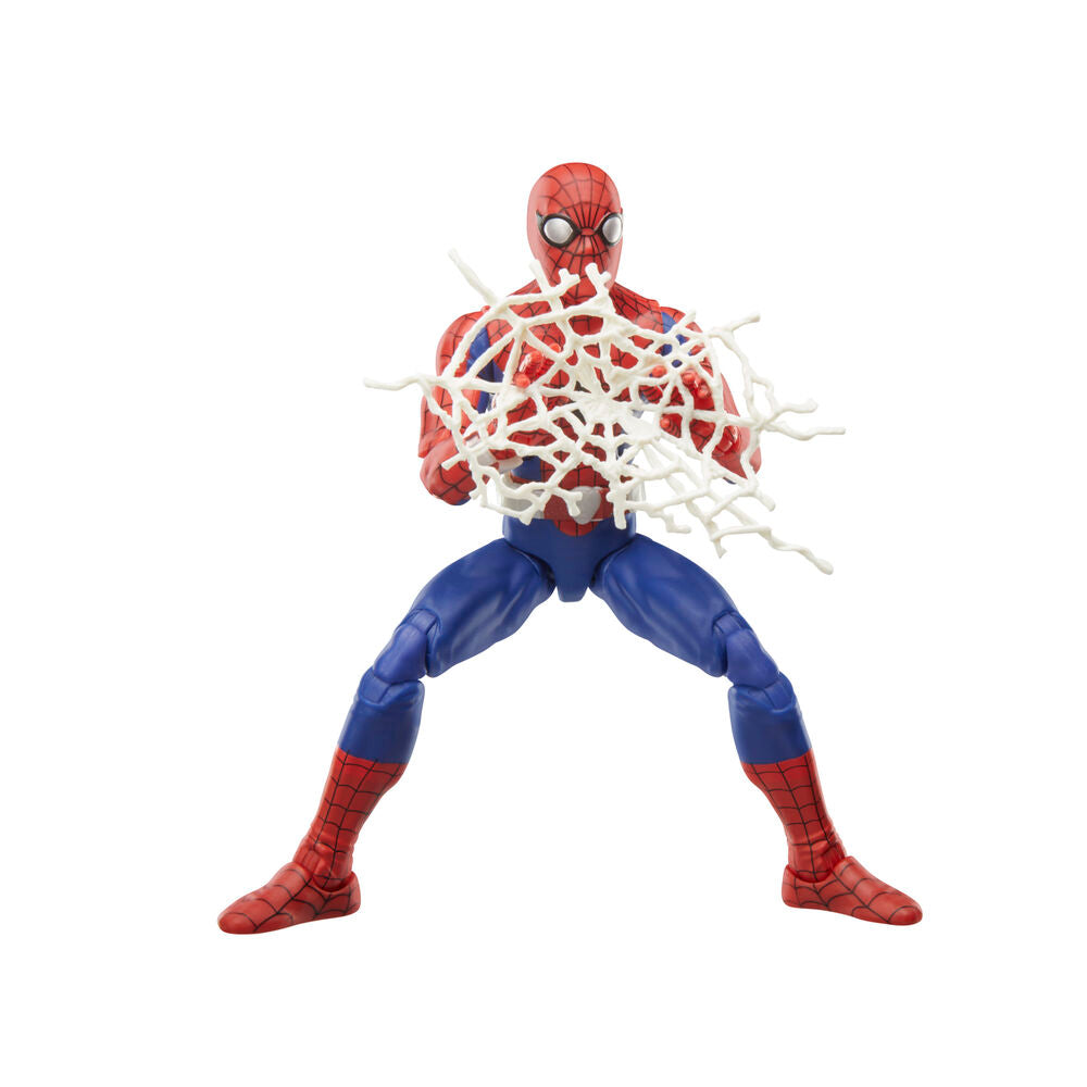 Figurine Spider-Man 77 posée avec un accessoire arachnide à la main
