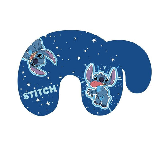 Coussin de voyage Disney Stitch en polyester et élasthanne, design confortable et compact pour les déplacements.