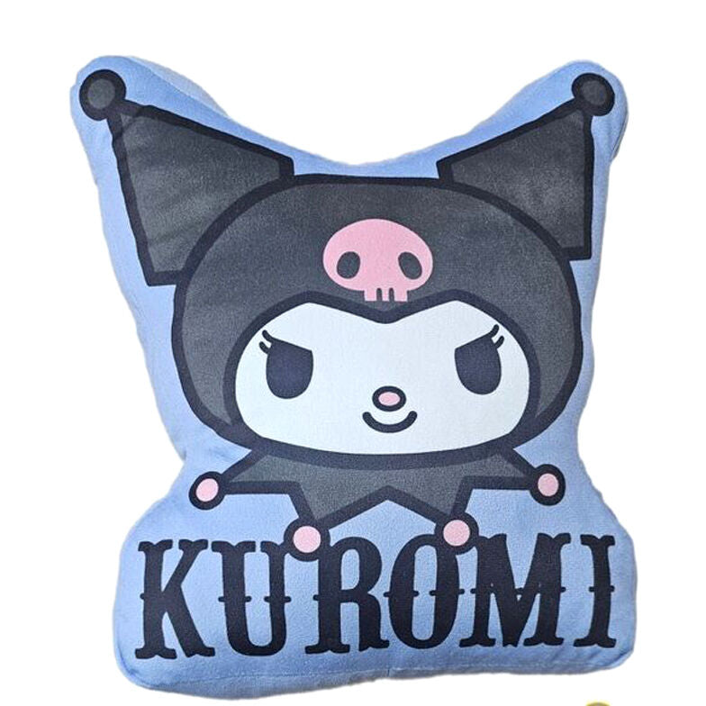 Coussin 3D Hello Kitty Kuromi de couleur rose et noire, mesurant 35x35 cm, en polyester doux et confortable, parfait pour la décoration de chambre.