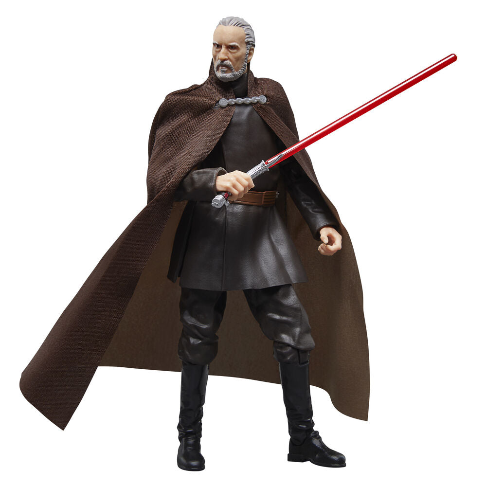 Vue arrière montrant les détails du manteau et des vêtements de Count Dooku