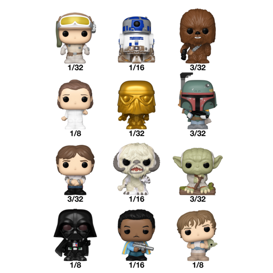 Figurine mystère Bitty POP Star Wars FUNKO de 2,5 cm montrant un personnage emblématique de la saga.