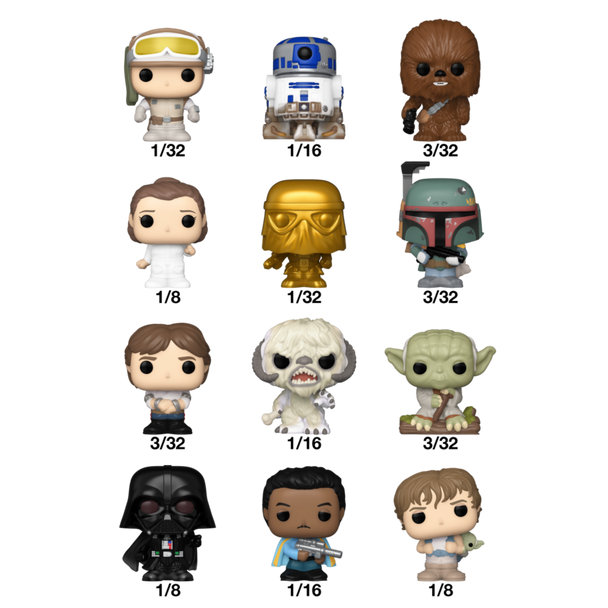 Figurine mystère Bitty POP Star Wars FUNKO de 2,5 cm montrant un personnage emblématique de la saga.