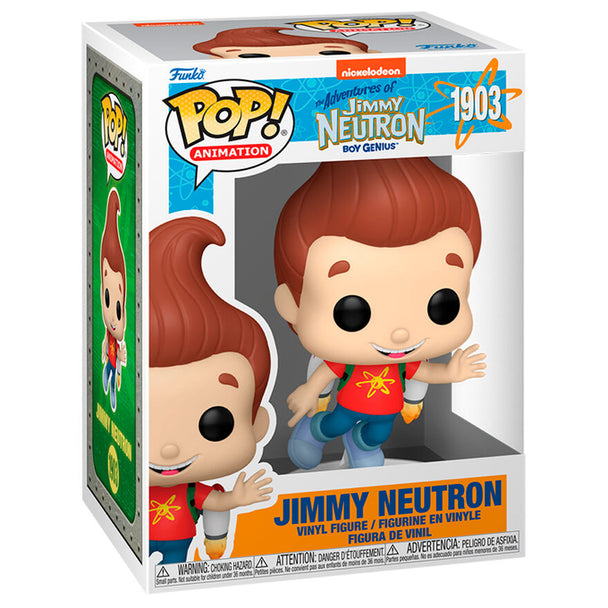 Vue rapprochée de la figurine Funko POP Jimmy Neutron montrant les détails précis et colorés