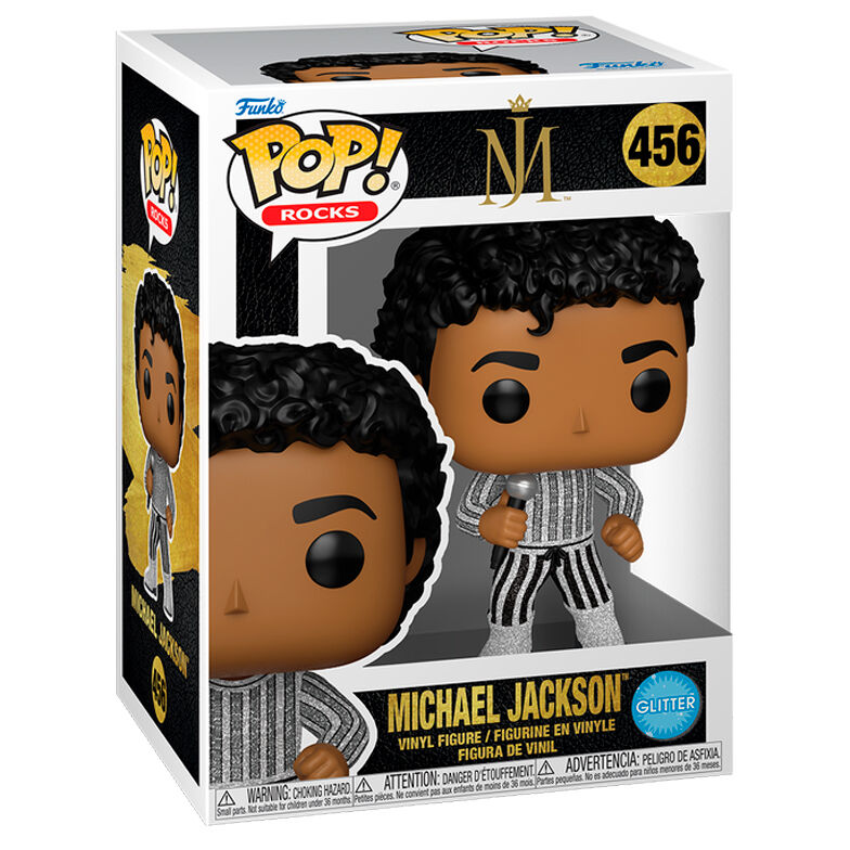 Vue rapprochée de la figurine Funko POP Michael Jackson montrant les couleurs et le design unique