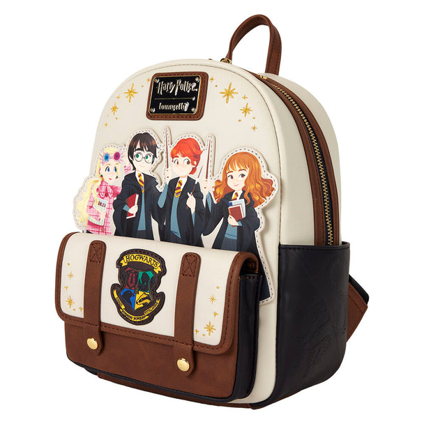Côté du sac à dos Harry Potter Loungefly montrant la fermeture éclair résistante