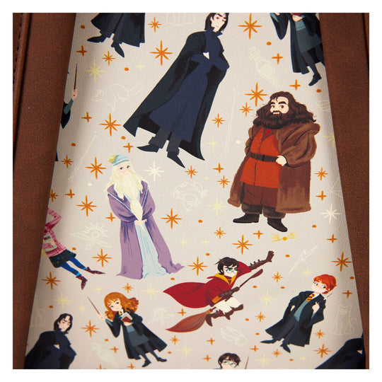 Sac à dos Harry Potter Spring Loungefly porté par un mannequin, démontrant sa taille et style