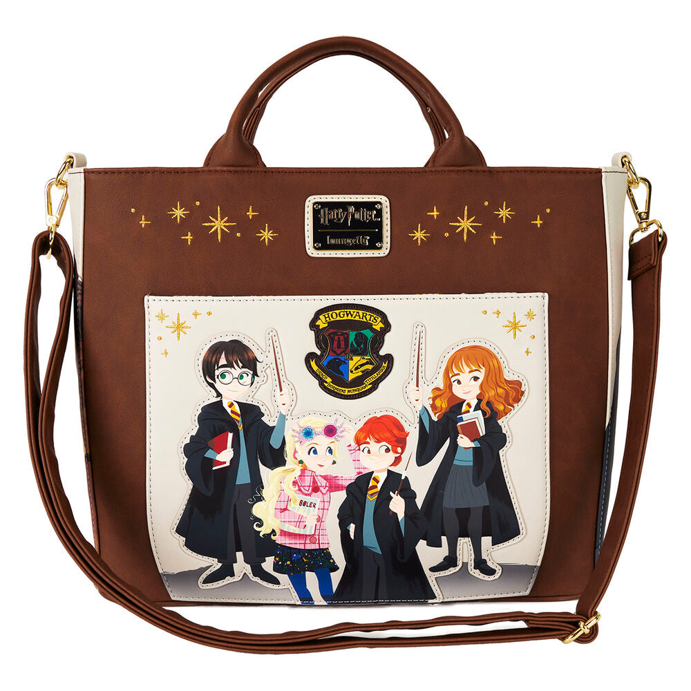 Côté gauche du sac à main Loungefly Harry Potter Spring montrant la texture du cuir synthétique