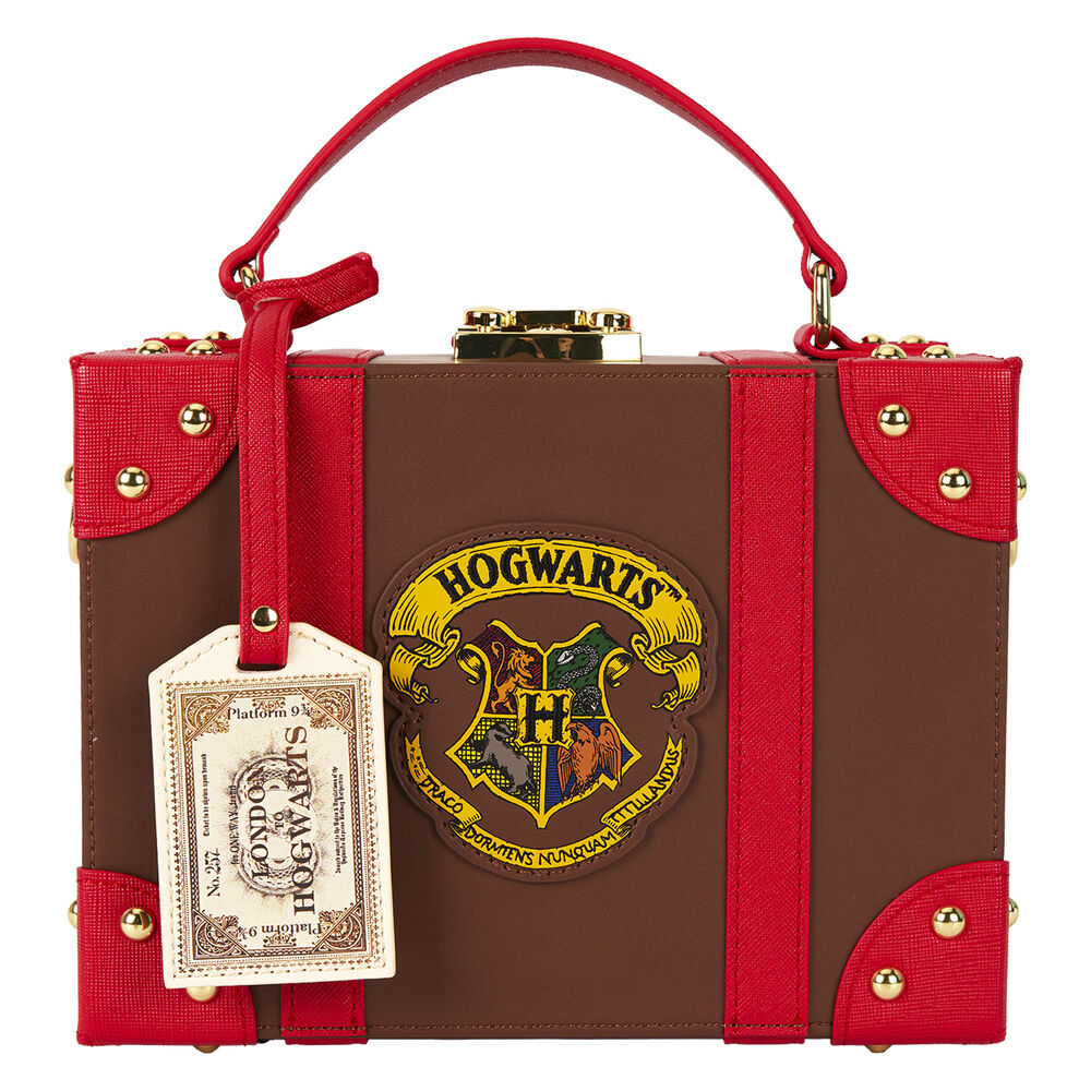 Photo du sac valise Loungefly Harry Potter montrant la fermeture éclair et la poignée
