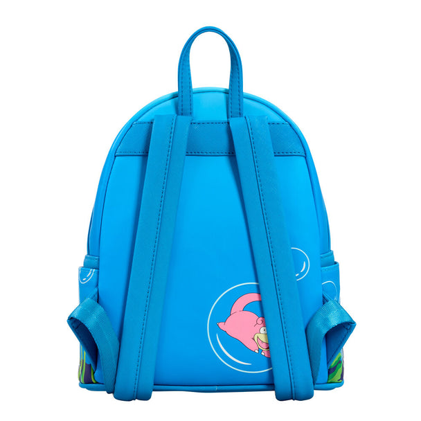 Sac à dos Loungefly Pokémon Bubbles Water vue de face avec 3 poches circulaires et design coloré