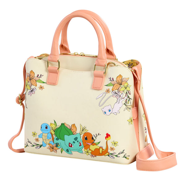 Vue avant du sac à épaule Loungefly Pokémon avec motifs colorés et logo distinctif