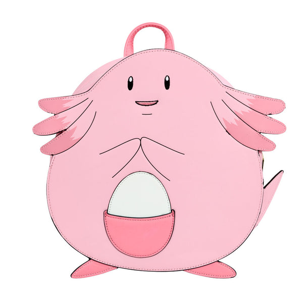 Vue avant du sac à dos Loungefly Pokémon Chansey avec son design coloré et détaillé