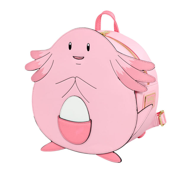 Zoom sur les bretelles ajustables du sac à dos Loungefly Pokémon Chansey pour un confort personnalisé