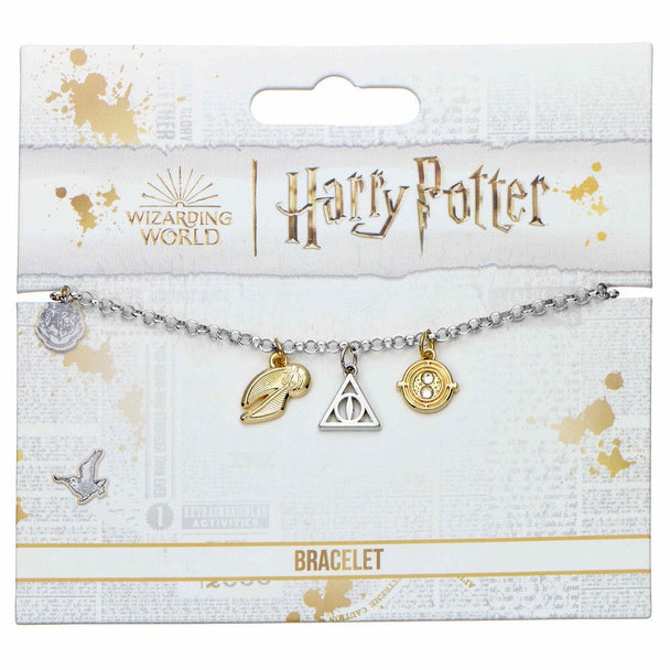 Zoom sur le charm Time Turner en métal argenté, symbole emblématique de la saga Harry Potter