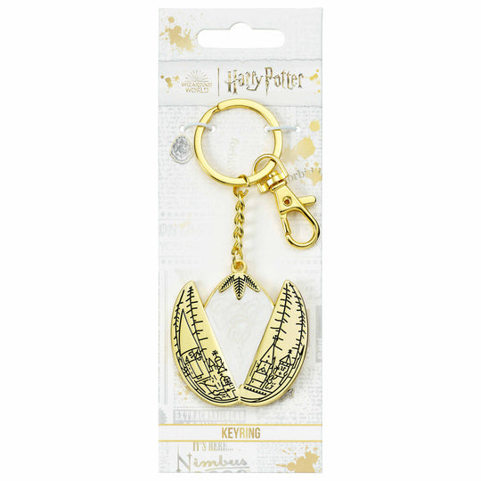 Porte-clés œuf d'or Harry Potter en alliage de zinc avec finition dorée, vue de face détaillée