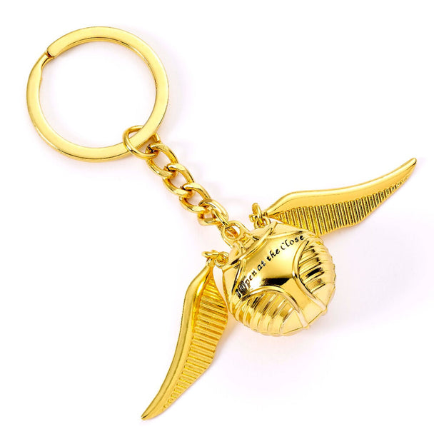 Porte-clés Harry Potter Golden Snitch en alliage de zinc avec ailes mobiles, présenté sur fond blanc