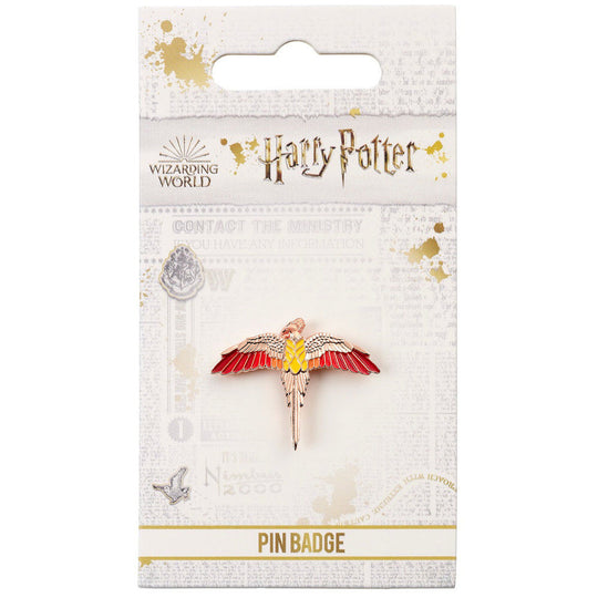 Pin's Harry Potter représentant Fawkes le phénix en alliage de zinc, vue de face détaillée
