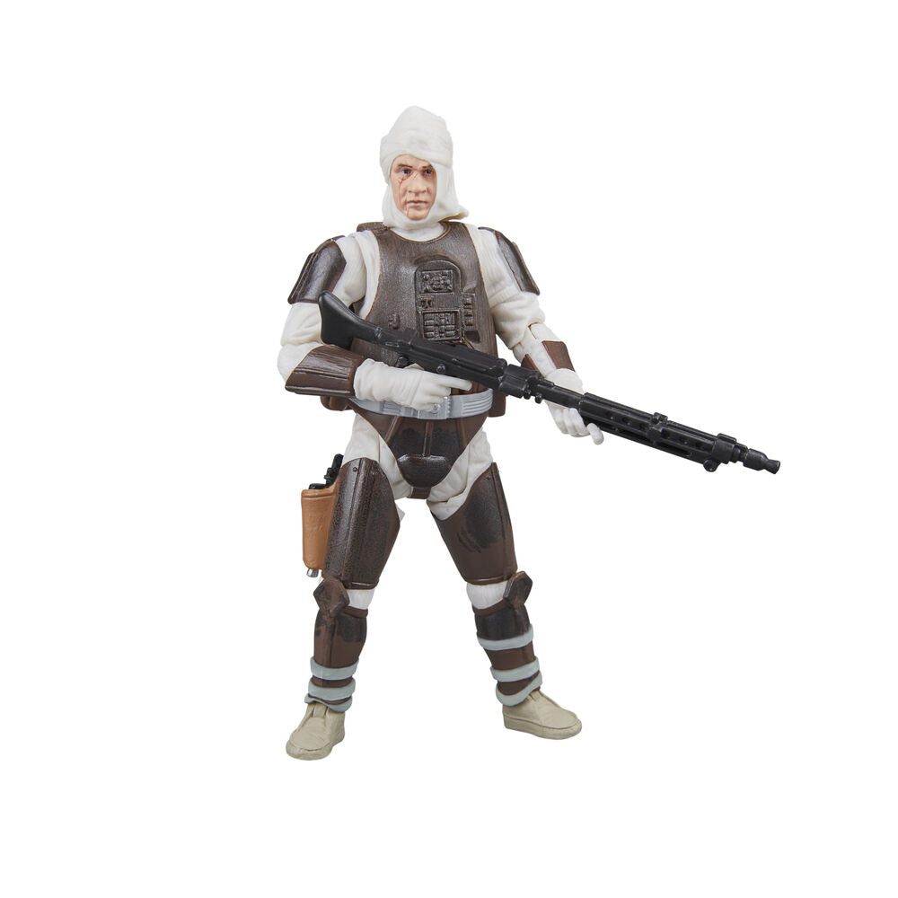 Vue rapprochée du visage de la figurine Dengar avec casque et détails réalistes