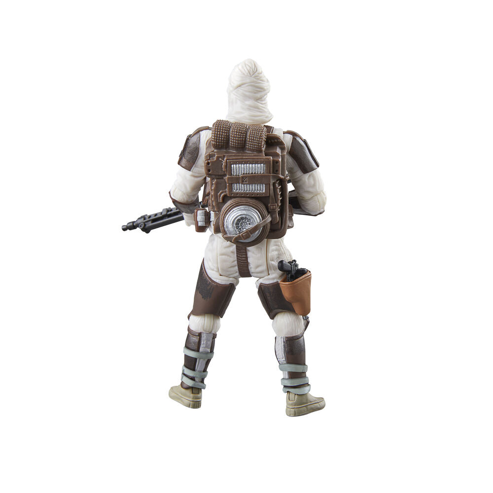 Ensemble complet de la figurine Dengar et ses accessoires disposés pour exposition