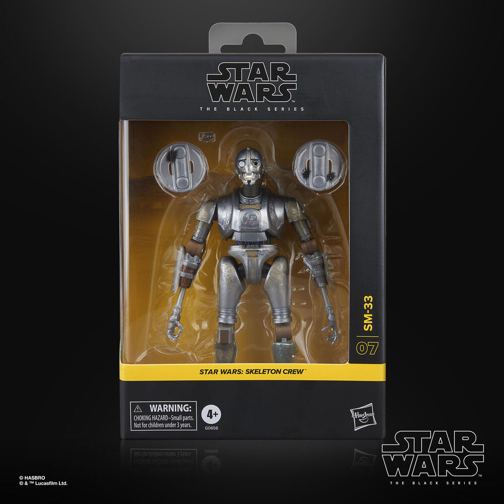 Figurine Star Wars Skeleton Crew SM-33 de face, hauteur 15cm, articulation visible