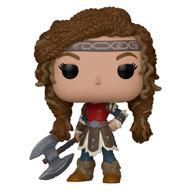 Figurine Funko POP Deluxe Astrid de How to Train Your Dragon en vinyle, hauteur 9 cm, vue de face dans sa boîte cadeau