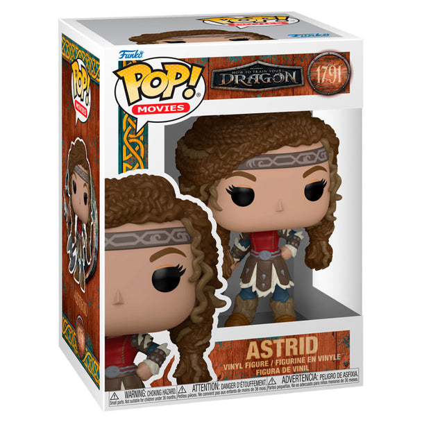 Détail de la figurine Funko POP Deluxe Astrid, montrant les couleurs et le design fidèle au personnage de How to Train Your Dragon