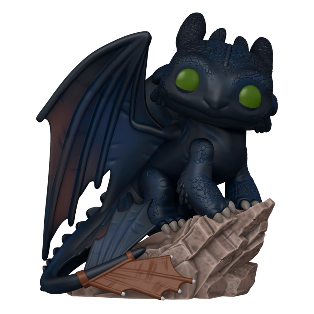 Figurine Funko POP Deluxe Toothless de 16,4 cm en vinyle, vue de face avec détails soignés et boîte cadeau.