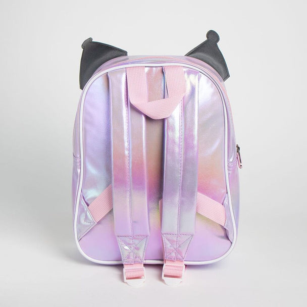 Détail du sac à dos Hello Kitty Kuromi 27cm montrant la texture en PU et la finition soignée
