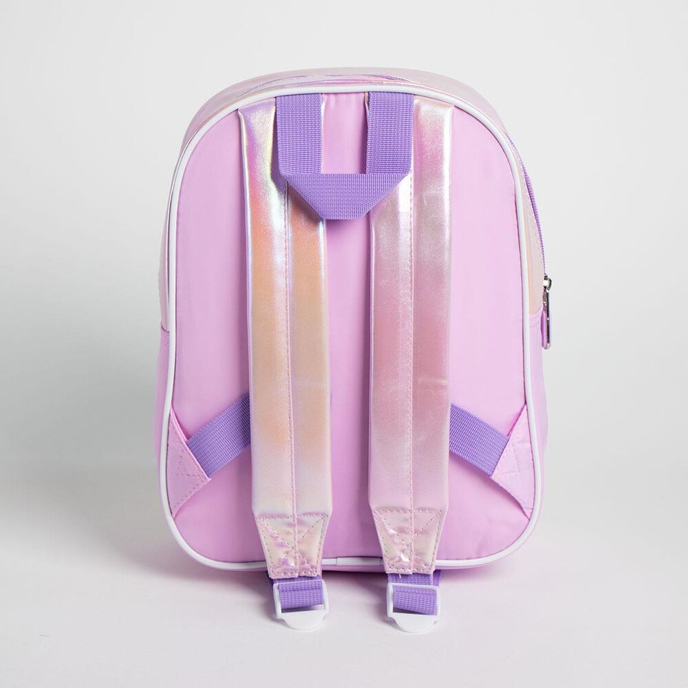 Vue de côté du sac à dos Hello Kitty CERDÁ montrant les bretelles ajustables et la qualité du matériau PU