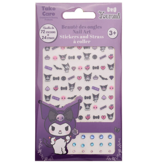 Blister de stickers Hello Kitty et Kuromi de la marque TAKE CARE, présentant une variété de personnages et de motifs kawaii pour la décoration.