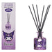 Vue rapprochée du désodorisant mikado Hello Kitty Kuromi 50ml avec packaging coloré