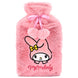 Bouillotte Hello Kitty My Melody TAKE CARE vue de face avec motifs colorés sur fond rose