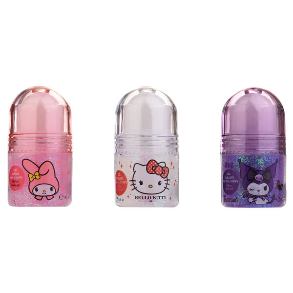Vue rapprochée du gel corporel roll-on Hello Kitty & Friends par TAKE CARE avec son design coloré