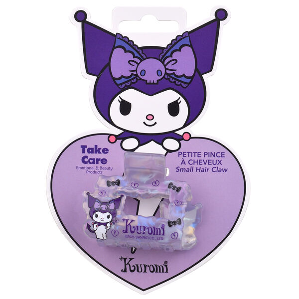 Zoom sur le clip cheveux TAKE CARE Hello Kitty Kuromi montrant la qualité des matériaux utilisés