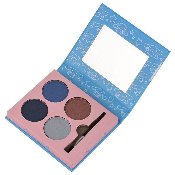 Zoom sur les couleurs douces et pigmentées de la palette Hello Kitty Cinnamoroll TAKE CARE