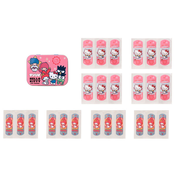 Détail du couvercle de la boîte TAKE CARE avec illustration Hello Kitty & Friends en gros plan